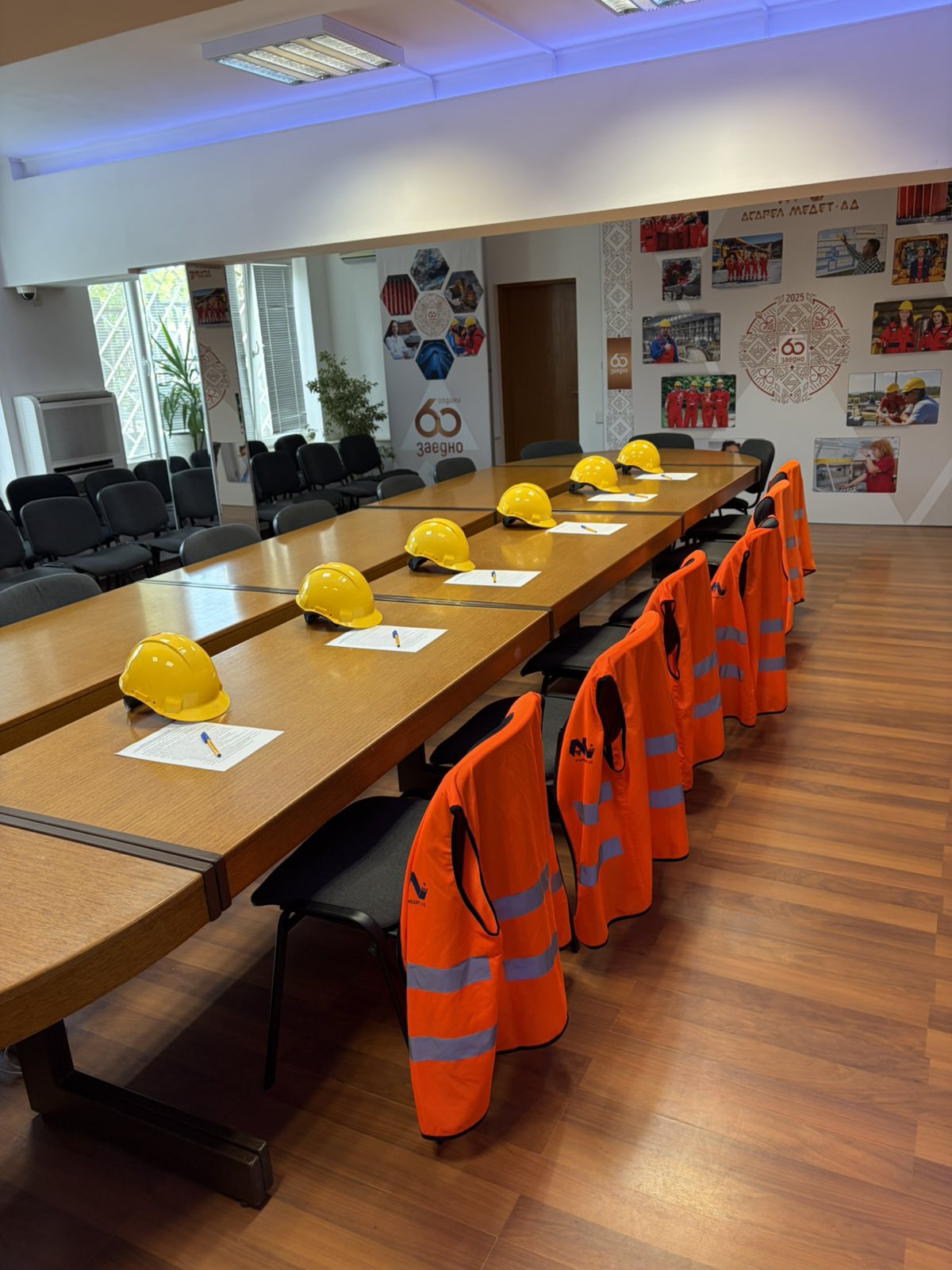 Meeting room prepared for a technical working visit at Asarel-Medet
